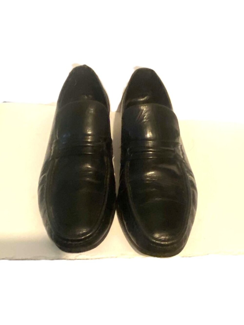 Vtg Florsheim Men's Black Leather Loafers Slip on Moc Toe Dress Shoes 10 E Wide